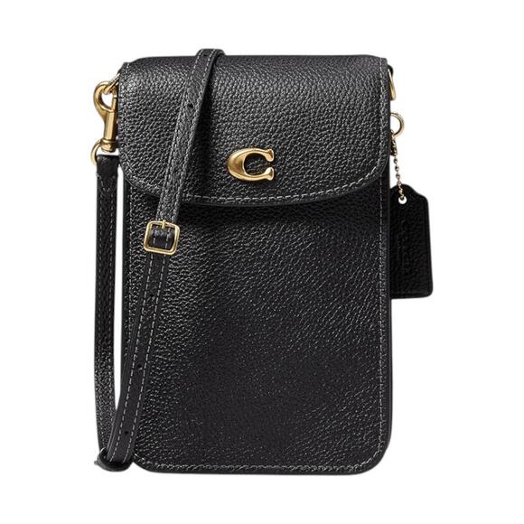 Coach Handbags - Coach Polished Pebble Leather Phone Crossbody Black